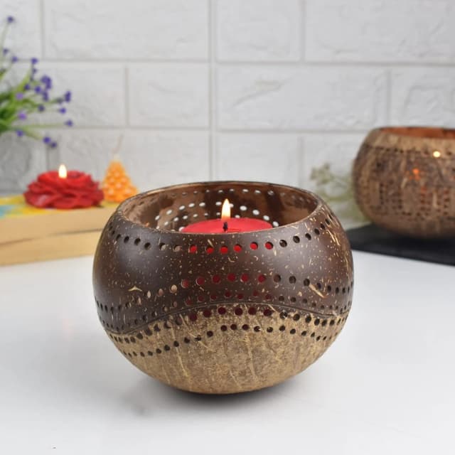 Coconut Shell Candle Holder